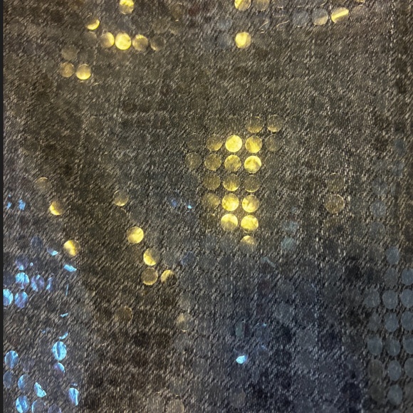Zara light grey shiny denim crop foil sequin top made in Europe NWT - Picture 4 of 11